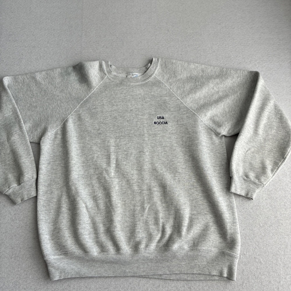 Vintage 90s Hanes Activewear USA Boccia Crewneck Sweatshirt Gray XL Preppy Old